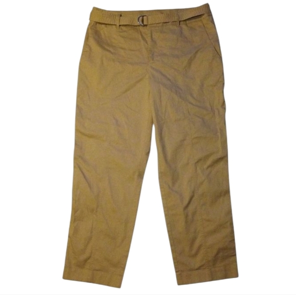Chico's Lightweight Cotton Cropped Khakis Belted Waist Pockets Size 2.5 14 - Picture 1 of 9